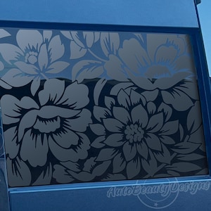Fits 2019-2025 Chevy Silverado Rear Middle Sliding Window Flowers Floral Decal Sticker