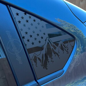 Fits 2018-2023 Subaru CrossTrek  Rear Side Window American Flag Mountain Tree Outdoor Decal Sticker