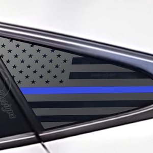 Fits 2016-2021 Honda Civic Sedan 4 Door Rear Side Window American Flag Blue Red Thin Line Decal Sticker