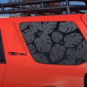 Fits 2010-2024 Toyota 4RUNNER Rear Side Window Monstera Leaves Decal Sticker