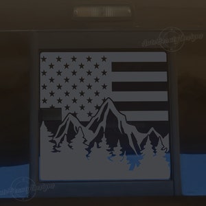 Fits 2002-2011 Ford Ranger Rear Middle Sliding Window American Flag Mountain Tree Outdoor Decal Sticker