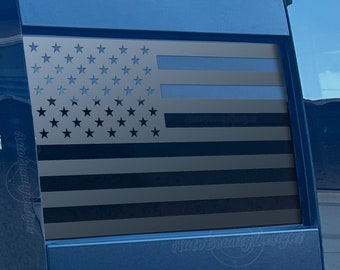 Fits 2019-2025 Chevy Silverado Rear Middle Sliding Window American Flag Decal Sticker