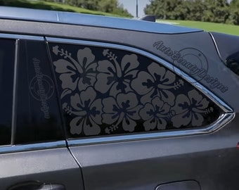 Fits 2014-2019 Toyota Highlander Rear Side Window Hibiscus Floral Flowers Decal Sticker