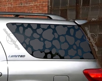 Fits 2001-2007 Toyota Sequoia Rear Side Window Cow Print Decal Sticker