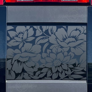 Fits 2014-2018 Chevy Silverado Rear Middle Sliding Window Flowers Floral Decal Sticker