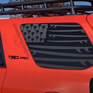 Fits 2010-2024 Toyota 4RUNNER Rear Side Window Palm Tree Surfboard Decal Sticker