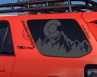 Fits 2010-2024 Toyota 4RUNNER Rear Side Windows Colorado C Mountain Tree Outdoor Decal Sticker