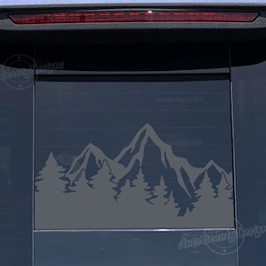Fits 2015-2025 Honda Ridgeline Rear Middle Sliding Window Mountain Tree Outdoor Decal Sticker