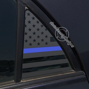 Fits 2009-2013 Toyota Corolla Rear Side Quarter Window American Flag Red Blue Green Thin Line Decal Sticker