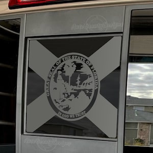 Fits 2013-2025 Nissan Frontier Rear Middle Sliding Window Florida Flag Decal Sticker