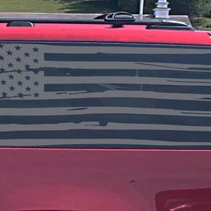 Fits 2007-2014 Chevy Suburban Rear Side Windows Distressed American Flag Decal Sticker