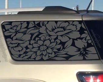 Fits 2013-2016 GMC Acadia Rear Side Window Floral Flowers Decal Sticker