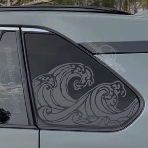 Fits 2019-2025 Toyota RAV4 Rear Side Window Ocean Waves Decal Sticker