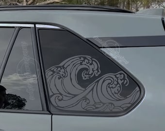 Fits 2019-2025 Toyota RAV4 Rear Side Window Ocean Waves Decal Sticker