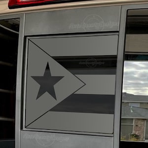 Fits 2013-2025 Nissan Frontier Rear Middle Sliding Window Puerto Rican Flag Decal Sticker