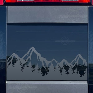 Fits 2014-2018 Chevy Silverado Rear Middle Sliding Window Mountain Tree Outdoor Decal Sticker