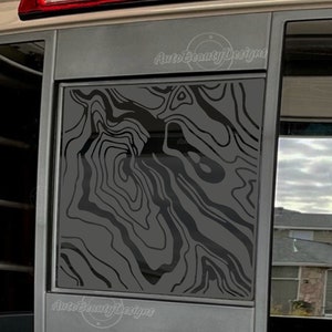 Fits 2013-2025 Nissan Frontier Rear Middle Sliding Window Topographic Map Decal Sticker