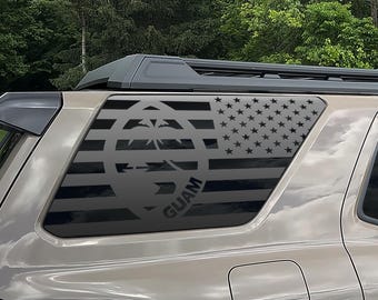 Fits 2025-2026 Toyota 4RUNNER Rear Side Window Guam American Flag Decal Sticker