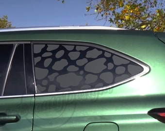 Fits 2020-2025 Toyota Highlander Rear Side Window Cow Print Decal Sticker