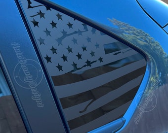 Fits 2018-2023 Subaru CrossTrek  Rear Side Window Distressed American Flag Decal Sticker