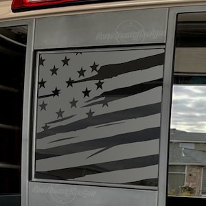 Fits 2013-2025 Nissan Frontier Rear Middle Sliding Window Distressed American Flag Decal Sticker