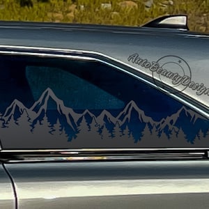 Fits 2021-2025 Toyota Sienna Rear Side Window Mountain Tree Outdoor Decal Sticker