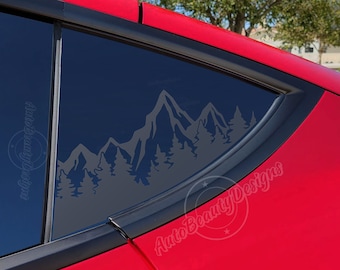 Fits 2020-2026 Tesla Model Y Rear Side Window Mountain Tree Outdoor Decal Sticker
