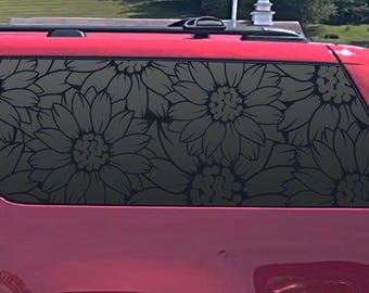 Fits 2007-2014 Chevy Suburban Rear Side Window Floral Sunflowers Decal Sticker