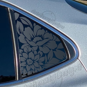 Fits 2018-2024 Toyota Camry Rear Side Window Floral Flowers Decal Sticker