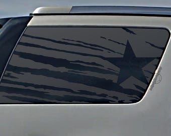 Fits 2007-2014 Chevy Tahoe Rear Side Window Distressed Texas Flag Decal Sticker