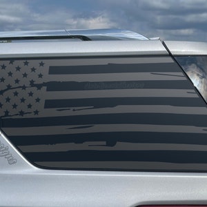Fits 2018-2023 Chevrolet Traverse Rear Side Window Distressed American Flag Decal Sticker