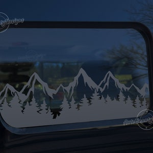 Fits 2022-2023 Ford Maverick Rear Middle Sliding Window Mountain Tree Outdoor Decal Sticker