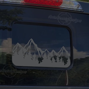 Fits 2018-2025 Ford Ranger Rear Middle Sliding Window Mountain Tree Outdoor Decal Sticker