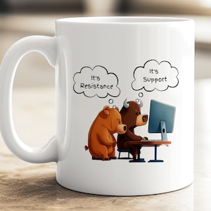 Arguing Bear and Bull Coffee Mug. Stock Market Gift, Finance Gift, Day Trader Gift