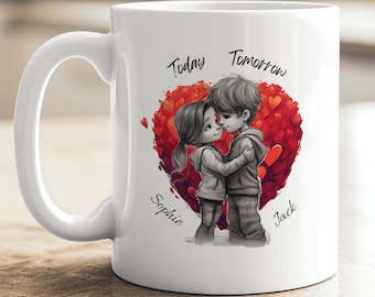 Personalized Couple's Coffee Mug: Romantic 'Today Tomorrow Forever' Gift