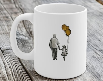 Out for a Walk Coffee Mug. Father Daughter, Grandfather Granddaughter. Fathers Day Gift.