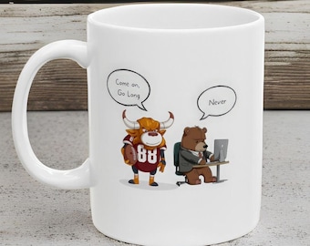 Bull VS Bear Coffee Mug. Stock Market Gift for investors, Day Traders.