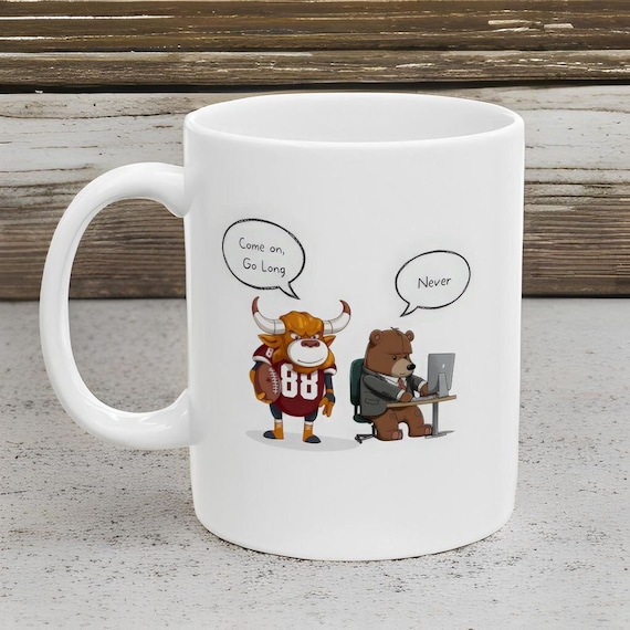Bull VS Bear Coffee Mug. Stock Market Gift for investors, Day Traders.