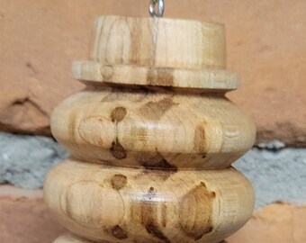 Unique hand turned wooden Snowman ornament