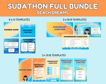 TWITCH SUBATHON Template Social Media Full Bundle - Beach Dreams | Ästhetischer twitch subathon | Niedliche Vorlage für Subathon!