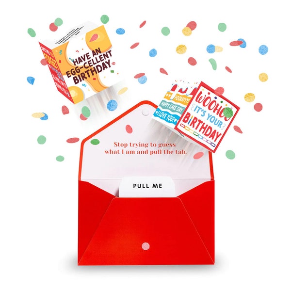 Carte de confettis personnalisée, carte d'anniversaire surprise, cartes de fête amusantes, carte de farce, joyeux anniversaire personnalisé, cartes d'anniversaire uniques
