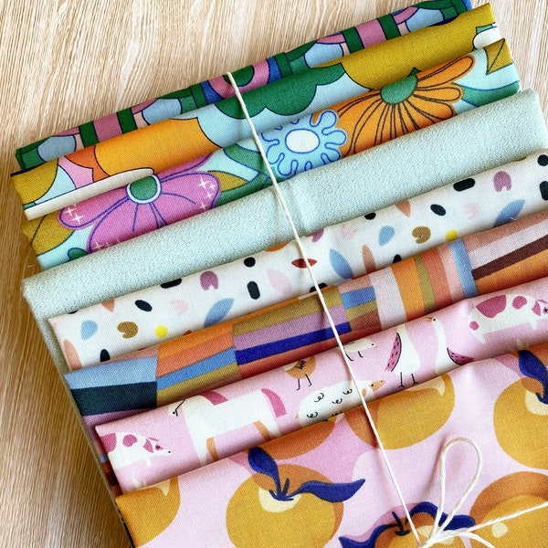 Fat Quarter-bundel - Biologische quiltkatoen Fat Quarter-bundel - 8 x Fat Quarters-patchworkstof (2m) - Cloud9 Stoffenmix