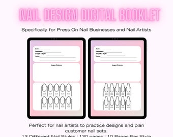 Nail Design Practice Planner: 130 Page Template (PDF Digital Download)