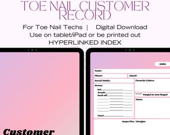 Toe Nail Client Tracker: Toe Tech Business Customer Record Book (PDF Download