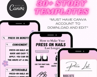 30+ Nail Instagram Story Templates: Funky Pink Designs (Canva Template)