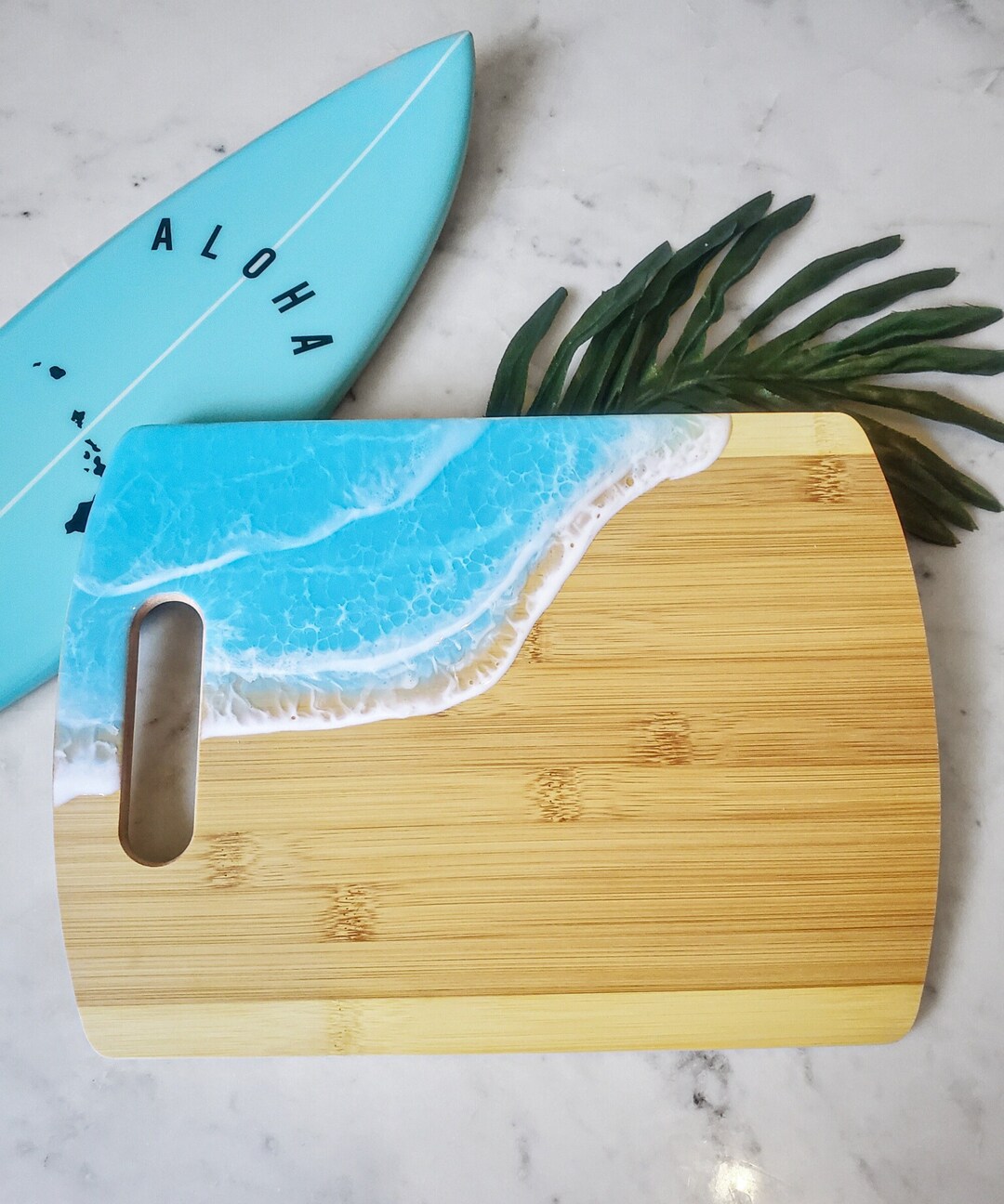 Resin Art Ocean Cutting Board With Handle Bamboo Cutting Board Resin ...