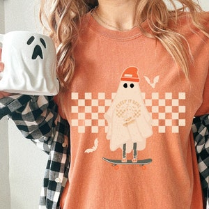 Retro Halloween Comfort Colors® Shirt∙Creep it Real Shirt∙Cool Skater Ghost Halloween Shirt∙Retro Fall Shirt∙Spooky Season California Vibes
