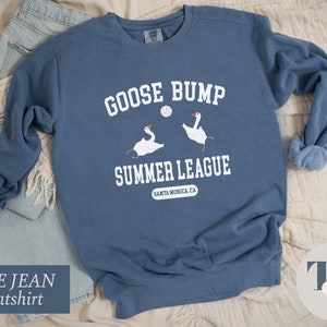 a blue sweatshirt that says goose bump summer league