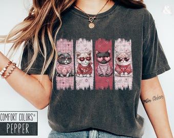 Retro Cat Lover Gift, Valentine's Gift for Her, Retro Valentine Shirt, Comfort Colors® Shirt, Funny Cat Shirt, Cat Sweatshirt, Cat Lover Tee