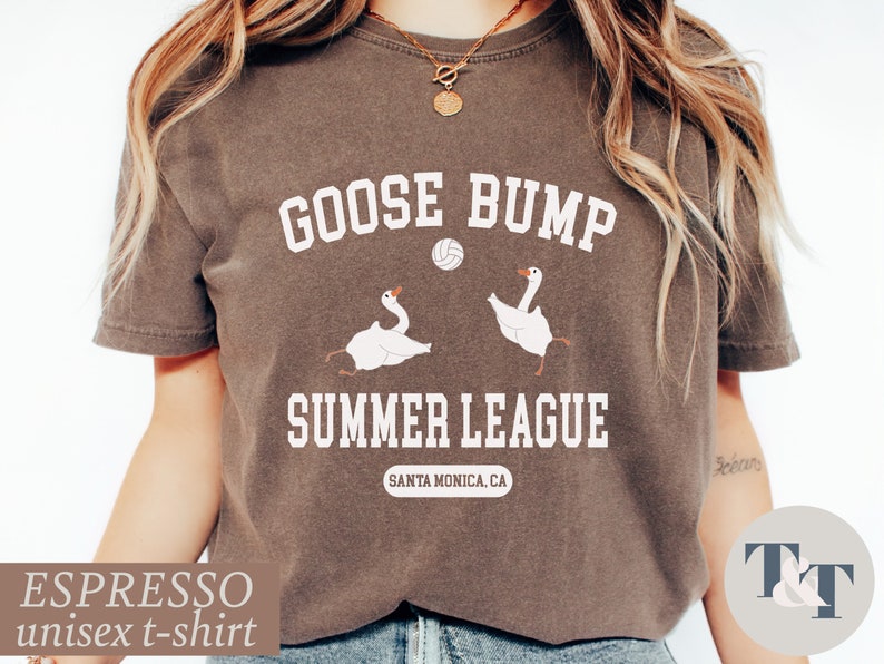 a woman wearing a goose bump t - shirt